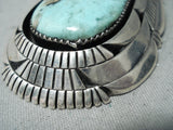 Tom Lewis Vintage Native American Navajo Huge Kingman Turquoise Sterling Silver Necklace-Nativo Arts