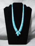Native American Striking Vintage Santo Domingo Turquoise Sterling Silver Necklace Old-Nativo Arts