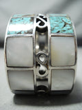 One Of The Best Ever Vintage Native American Navajo #8 Turquoise Sterling Silver Inlay Bracelet-Nativo Arts