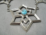 Important Vintage Native American Navajo Betsoi Family Turquoise Sterling Silver Necklace-Nativo Arts