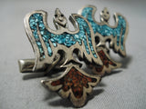 Remarkable Vintage Native American Navajo Peyote Bird Sterling Silver Cufflinks Old-Nativo Arts