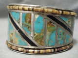 One Of The Best Vintage Native American Navajo #8 Turquoise Sterling Silver Inlay Bracelet-Nativo Arts