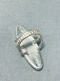 Amazing Native American Navajo Signed Cosmic Inlay Jet Turquoise Sterling Silver Large Ring-Nativo Arts