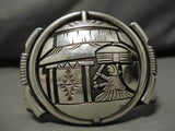 Important Leonard Nez Vintage Native American Navajo Turquoise Sterling Silver Bracelet Old-Nativo Arts