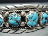 Magnificent Vintage Native American Navajo 9 Kingman Turquoise Sterling Silver Bracelet-Nativo Arts