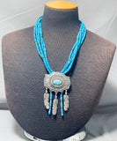 One Of The Most Unique Vintage Native American Navajo Concho Turquoise Sterling Silver Necklace-Nativo Arts