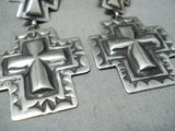 Exceptional Navajo Sterling Silver Repousse Cross Earrings Native American-Nativo Arts