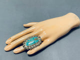 Fabulous Vintage Native American Navajo Kingman Turquoise Sterling Silver Ring-Nativo Arts