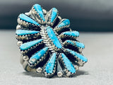Tom Moore Vintage Native American Navajo Teardrop Turquoise Sterling Silver Ring-Nativo Arts