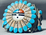 Native American Morris Sadie Laahte Vintage Zuni Turquoise Sterling Silver Bracelet Cuff-Nativo Arts