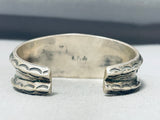 Rena Jack Vintage Native American Navajo Signed Pilot Mountain Sterling Silver Bracelet-Nativo Arts