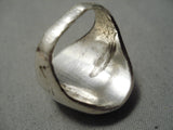 Native American Heavy Heavy!! Vintage Navajo Thick Sterling Silver Turquoise Ring Old-Nativo Arts