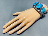 Museum Quality Vintage Native American Navajo Turquoise Mountain Sterling Silver Bracelet-Nativo Arts