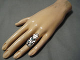 Quality Earlier Vintage Native American Navajo Turquoise Sterling Silver Kachina Ring Old-Nativo Arts