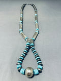 Intense Workmanship Native American Navajo Tubule Sterling Silver Turquoise Necklace-Nativo Arts