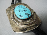 Impressive Vintage Native American Navajo Sleeping Beauty Turquoise Sterling Silver Bolo Old-Nativo Arts