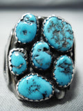 Unforgettable Vintage Native American Navajo Kingman Turquoise Stering Silver Ring Old-Nativo Arts