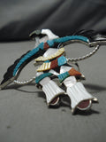 Huge Vintage Native American Zuni Eagle Dancer Sterling Silver Turquoise Ring-Nativo Arts