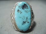 Marvelous Vintage Native American Navajo Blue Diamond Turquoise Sterling Silver Ring Old-Nativo Arts