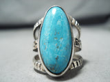 Breathtaking San Felipe Signed Blue Diamond Turquoise Sterling Silver Ring-Nativo Arts