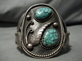 Exceptional Vintage Native American Navajo Carico Lake Turquoise Sterling Silver Bracelet Old-Nativo Arts