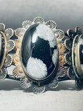 One Of Most Unique Vintage Native American Navajo Snowflake Obsidian Sterling Silver Bracelet-Nativo Arts