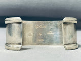 Superb Native American Laguna Signed Handcarved Sterling Silver Smooth Bracelet-Nativo Arts