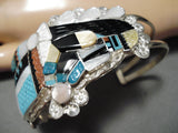 Fabulous Vintage Native American Zuni Turquoise Sterling Silver Bracelet Old-Nativo Arts