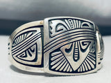 One Of The Best Vintage Native American Navajo Crazy Geomtric Sterling Silver Bracelet-Nativo Arts
