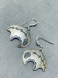 Impressive Vintage Native American Navajo Handcarved Sterling Silver Bear Earrings-Nativo Arts