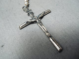 Rare Authentic Native American Navajo Turquoise Sterling Silver Rosary Necklace-Nativo Arts