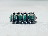 Early 1900's Vintage Zuni Green Turquoise Sterling Silver Needle Ring-Nativo Arts