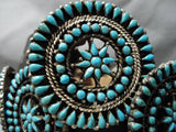 Rare Intricate Older Vintage Native American Navajo Zuni Turquoise Sterling Silver Concho Belt-Nativo Arts