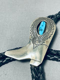 Cowboy Boot!! Vintage Native American Navajo Turquoise Sterling Silver Bolo Tie-Nativo Arts