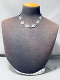 Cute Vintage Native American Navajo Carico Lake Turquoise Sterling Silver Concho Choker Necklace-Nativo Arts