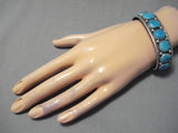 Exceptional Vintage Native American Navajo Blue Gem Turquoise Sterling Silver Bracelet Old-Nativo Arts