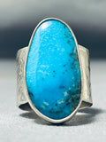 Terrific Native American Navajo Old Kingman Turquoise Sterling Silver Ring-Nativo Arts