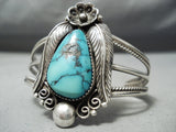 Paul Bard Vintage Native American Navajo Blue Warrior Turquoise Sterling Silver Bracelet Old-Nativo Arts