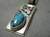 Important Vintage Native American Navajo Peter Nelson Turquoise Sterling Silver Necklace-Nativo Arts
