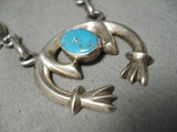 Impressive Vintage Native American Navajo Turquoise Sterling Silver Squash Blossom Necklace-Nativo Arts