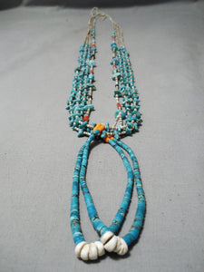 Outstanding Colorful Vintage Navajo Turquoise Heishi Necklace Jacla Native American-Nativo Arts