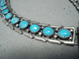 Spectacular Vintage Native American Navajo Kingman Turquoise Sterling Silver Necklace-Nativo Arts