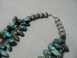 One Of Finest Vintage Native American Navajo Battle Mountain Turquoise Sterling Silver Necklace-Nativo Arts