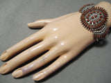 One Of The Best Vintage Native American Zuni Coral Sterling Silver Bracelet Cuff-Nativo Arts
