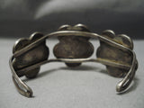 Superior Vintage Native American Navajo #8 Turquoise Sterling Silver Flower Bracelet Old-Nativo Arts