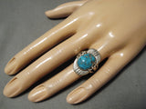 Important Vintage Zuni Native American Spider Turquoise Sterling Silver Ring Old-Nativo Arts
