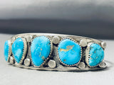 Fabulous Vintage Native American Navajo Kingman Turquoise Sterling Silver Bracelet-Nativo Arts