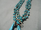 Incredible Vintage Native American Navajo Blue Gem Turquoise Sterling Silver Native Necklace-Nativo Arts