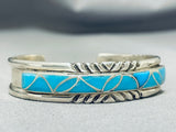 Dynamic Vintage Native American Zuni Blue Gem Turquoise Sterling Silver Bracelet-Nativo Arts