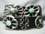 Heavy Older Vintage Native American Navajo Old Deposit Turquoise Sterling Silver Concho Belt-Nativo Arts